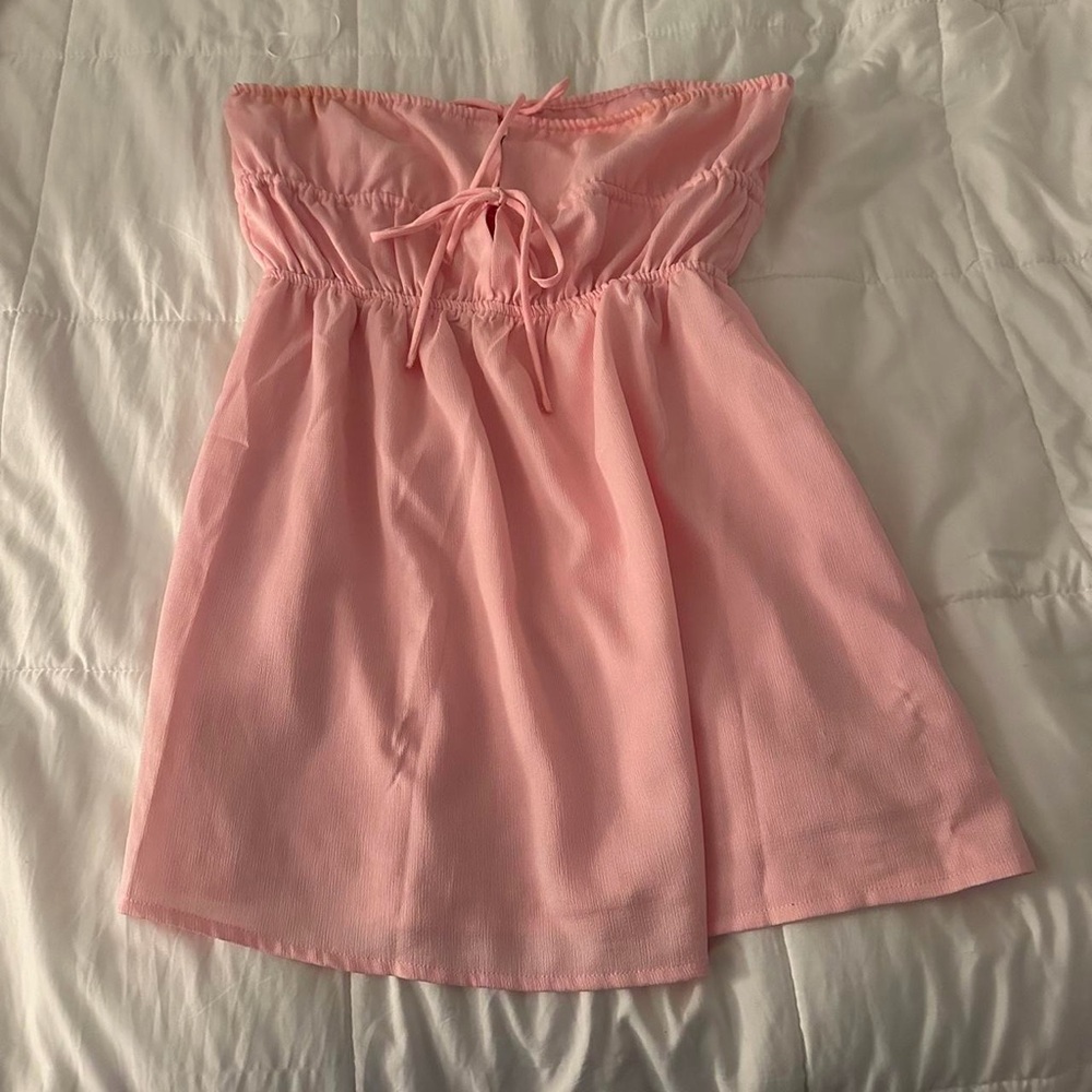 Pink Strapless Mini Dress - Picture 2 of 4